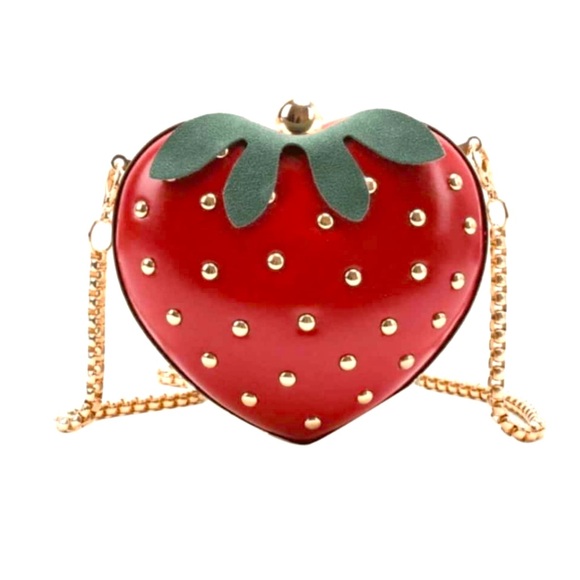 Handbags - NWOT Strawberry Heart Shaped Chain Crossbody Bag